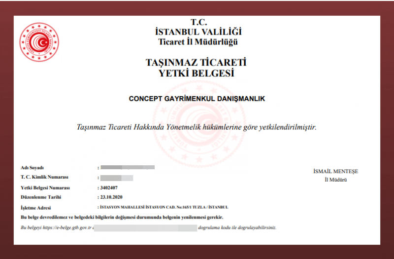 Taşınmaz ticareti yetki belgesi başvurusu