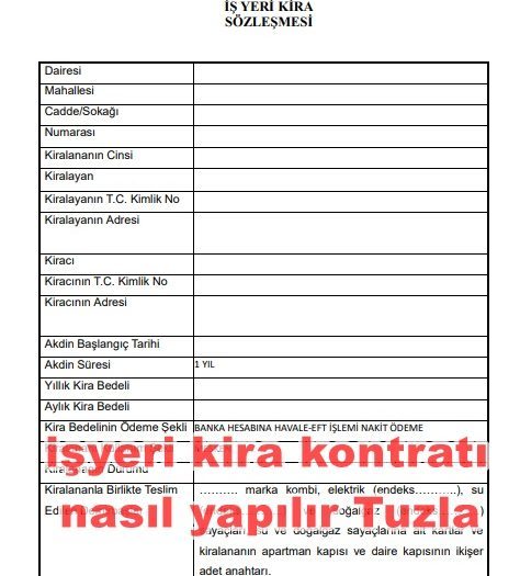 işyeri kira kontratı nasıl yapılır Tuzla